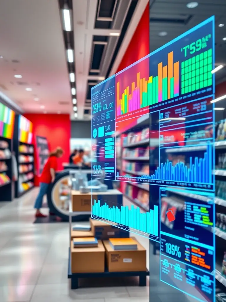 A dashboard view of Pangea CDS software showing real-time analytics on in-store marketing performance, illustrating data-driven decision-making.